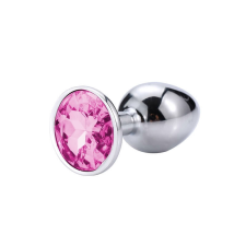 Sunfo - fém anál dildó kővel (ezüst-pink) anál
