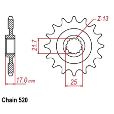 SunStar SUNF3C7-15 első lánckerék Sunstar Erőátviteli alkatrészek Láncok, lánckerekek, láncszettek Első lánckerekek egyéb motorkerékpár alkatrész