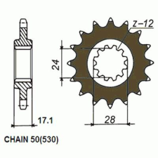 SunStar SUNF520-16 első lánckerék Sunstar Erőátviteli alkatrész Lánc, lánckerék, láncszett Első lánckerék egyéb motorkerékpár alkatrész