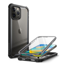 Supcase Apple iPhone 14 Pro, Műanyag hátlap védőtok (elő- és hátlapi) + Tempered Glass (edzett üveg), közepesen ütésálló, SupCase IBLSN Clear, átlátszó/fekete tok és táska
