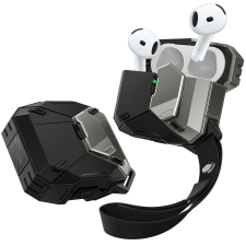 Supcase Matrix - AirPods 4 tartó - fekete ütésálló tok, csuklópánttal fülhallgató, fejhallgató tok