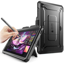Supcase Samsung Galaxy Tab S6 Lite 10.4 / Tab S6 Lite 10.4 (2022) SM-P610 / P615 / P613 / P619, Műanyag hátlap védőtok + képernyővédő, közepesen ütésálló, kitámasztóval, SupCase Unicorn Beetle Pro, fekete tablet tok
