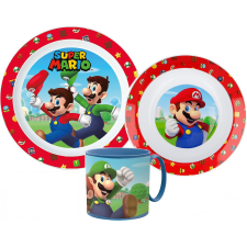 Super Mario étkészlet, micro műanyag szett bögrével 265 ml party kellék
