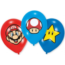 Super Mario léggömb, lufi 6 db-os party kellék