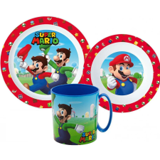  Super Mario Mushroom Kingdom étkészlet, micro műanyag szett bögrével 350 ml konyhai eszköz