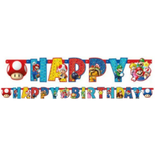  Super Mario Mushroom World Happy Birthday felirat 190 cm party kellék