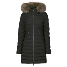 Superdry Steppelt kabátok FUJI HOODED MID FAUSSE FOURRURE Fekete DE 36 női dzseki, kabát
