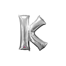  SuperShape - ezüst színű K betű fólia lufi party kellék