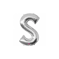  SuperShape - ezüst színű S betű fólia lufi party kellék