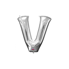 SuperShape - ezüst színű V betű fólia lufi party kellék