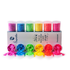 Superstar Face paint Superstar nagyszemcsés csillám szett 6 db - Floureszkáló 130ml csillámtetoválás