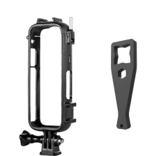 Surewo védőkeret Insta 360 X4 kamerához 2 hidegpapucs rögzítő rendszerrel, fekete színű sportkamera kellék