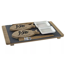 Sushi tálaló szett 9 db-os, bambusz tálcán konyhai eszköz