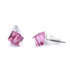  Swanis kocka bedugós fülbevaló - 6,2 mm - Light Rose fülbevaló