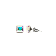  Swanis négyzet bedugós fülbevaló - 6 mm - Crystal AB (színváltó) fülbevaló