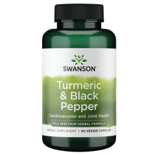 Swanson Turmeric&Black Pepper (Kurkuma+ feketebors) 90 növényi kapszula vitamin és táplálékkiegészítő