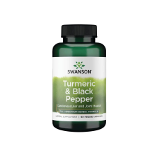 Swanson Turmeric&Black Pepper (Kurkuma+ feketebors) 90 db növényi kapszula reform élelmiszer