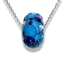 Swarovski csiszolt kristályos ezüst nyaklánc tengerkék Pave dísszel nyaklánc