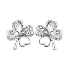 Swarovski Fehérarannyal bevont áttetsző lóhere fülbevaló csodaszép ausztriai kristályokkal (0329.) fülbevaló