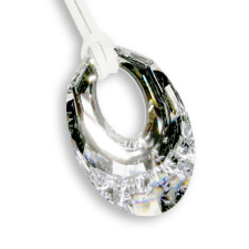 Swarovski kristályos csiszolt ovális Helios medál kristály színben, hasított bőr nyakláncon nyaklánc