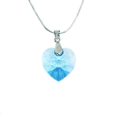  Swarovski® kristályos ezüst nyaklánc - 14 mm - Kicsi Szív - Aquamarine - 925 ezüst ékszer nyaklánc