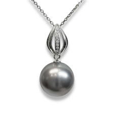 Swarovski kristályos gyöngy ezüst nyaklánc szürke gyönggyel nyaklánc