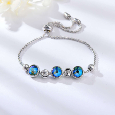 Swarovski Platinával bevont állítható karkötő színjátszó-kék Swarovski kristállyal (0548.) karkötő