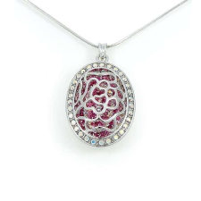 Swarovski Ródiummal bevont exkluzív rózsás nyaklánc rózsaszín Swarovski kristályokkal (0979.) nyaklánc
