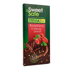  Sweet&amp;safe étcsoki málnával,kenderrel,steviával 90 g csokoládé és édesség