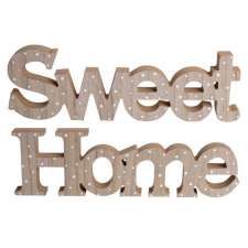 SWEET HOME felirat - natur/pöttyös- 30x12 cm dekorációs kellék