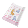  Sweet Time – Pelenkázólap puha peremes 70×50 cm | Rózsaszín, bébi víziló és zsiráf minta, vízlepergető, bababarát