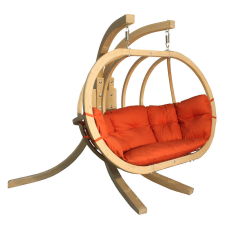 SwingPod Függőfotel állvánnyal, SwingPod XL prémium függőkosár, piros színű párnával kerti bútor
