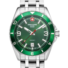 Swiss Alpine Military 7034.1134 Mens Watch Sierra silver green 42mm 10ATM, karóra
