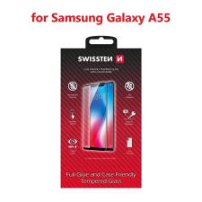 Swissten Case Friendly Samsung Galaxy A55 üvegfólia - fekete mobiltelefon kellék
