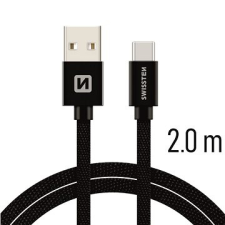 Swissten textil adatkábel USB-C 2m fekete kábel és adapter