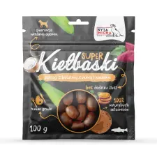 Syta Micha Syta Micha kolbászka pisztránggal, édesburgonyával, cukkinivel és kókusszal 100g jutalomfalat kutyáknak