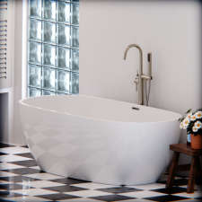  Szabadon Álló Kád, Félig Ovális, Akril, Fehér, 150×72×60 Cm kád, zuhanykabin