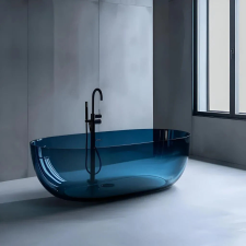  Szabadon álló kád, Ovális, Égszínkék, Gyanta, 150x72x56cm kád, zuhanykabin