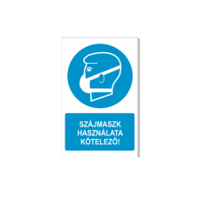  Szájmaszk használata kötelező! - öntapadó, 150*100mm információs tábla, állvány