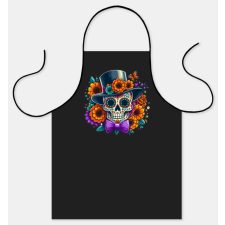  Szakács kötény, Halloween, Cukorkoponya kalappal, fekete lakástextília