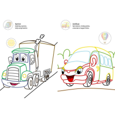Szalay Könyvkiadó Színes járművek - színes vonalkás kifestő nagy matricákkal kreatív és készségfejlesztő