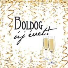 . Szalvéta, 3 rétegű, 33 x 33 cm, "Boldog Új évet" party kellék