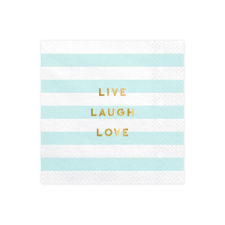  Szalvéták Yummy - Live Laugh Love, világoskék, 33x33cm (1 db / 20 db.) party kellék