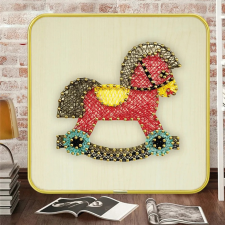 Számfestő Hintaló - fonalgrafika készlet (String Art Kit, 20x20cm) kreatív és készségfejlesztő