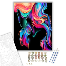 Számfestő.hu Absztrakt Szívárvány Haj - számfestő készlet – 40×50 cm (Keretre feszítve) kreatív és készségfejlesztő