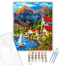 Számfestő.hu Alpesi táj - számfestő készlet – 40×50 cm (Keretre feszítve) kreatív és készségfejlesztő