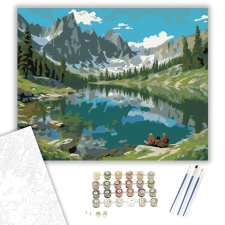 Számfestő.hu Alpesi Tópart Vadvirágokkal - számfestő készlet – 50×60 cm (Keretre feszítve) kreatív és készségfejlesztő