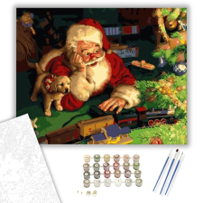 Számfestő.hu Ámuló télapó - számfestő készlet – 40×50 cm (Keretre feszítve) kreatív és készségfejlesztő