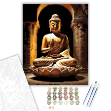 Számfestő.hu Arany Buddha Barlangtemplomban - számfestő készlet – 40×50 cm (Keretre feszítve) kreatív és készségfejlesztő
