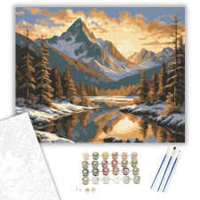 Számfestő.hu Aranyló Hegyek Harmóniája - számfestő készlet – 40×50 cm (Keretre feszítve) kreatív és készségfejlesztő